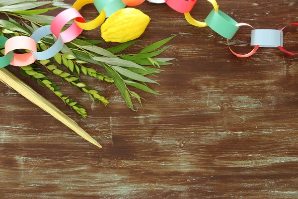 Joodse Feest Van Soekot Traditionele Symbolen Vier Soorten Etrog Lulav — Stockfoto