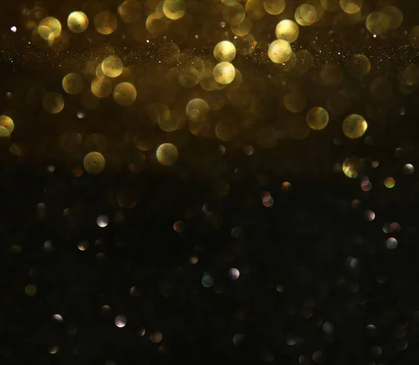 Glitter Vintage Lights Background Black Gold Focused — Stock Photo, Image