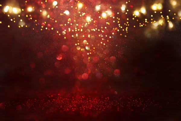 Rouge Noir Paillettes Vintage Lumières Fond Déconcentré — Photo