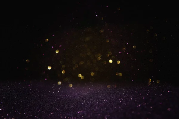 Glitter Φώτα Εκλεκτής Ποιότητας Φόντο Μαύρο Χρυσό Και Μπλε Επικεντρώθηκε — Φωτογραφία Αρχείου