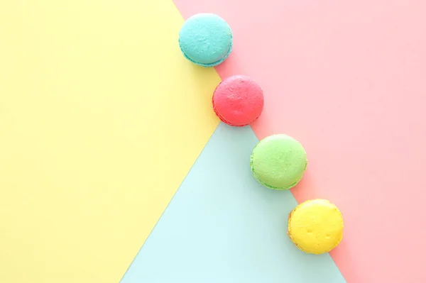 Vícebarevné Makronky Pastelové Geometrické Pozadí — Stock fotografie