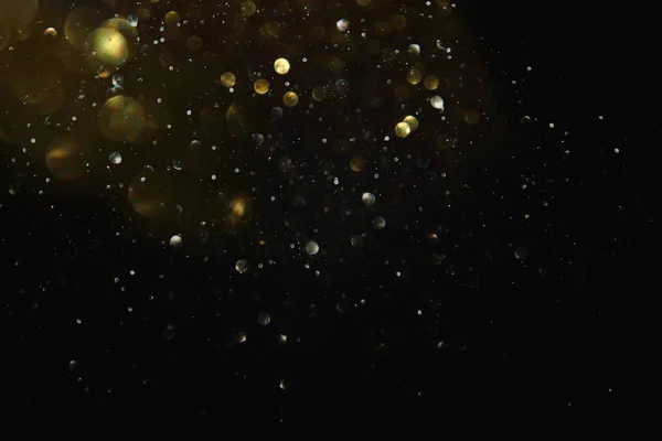 Glitter Vintage Lights Background Black Gold Focused — Stock Photo, Image
