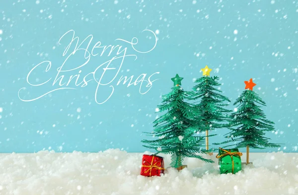 Image Paper Christmas Trees White Snow — Stock Photo, Image