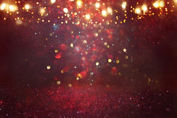 Red Black Gold Glitter Lights Background Defocused — Stock Photo, Image