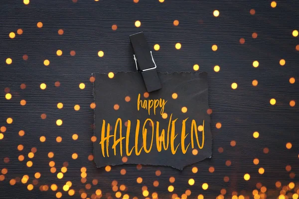 Halloween Vacaciones Mínima Vista Superior Imagen Letra Con Texto Happy — Foto de Stock