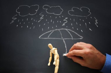 endişeli stresli düşünceleri ile ahşap kukla görüntüsü. depresyon, obsesif kompulsif, DEHB, anksiyete bozuklukları kavramı