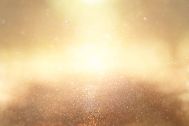 Glitter vintage ışıklar arka plan. Gümüş ve altın. de-odaklı