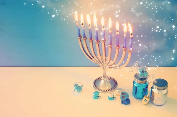 Afbeelding Van Joodse Vakantie Hanukkah Achtergrond Met Menora Traditionele Kandelaar — Stockfoto