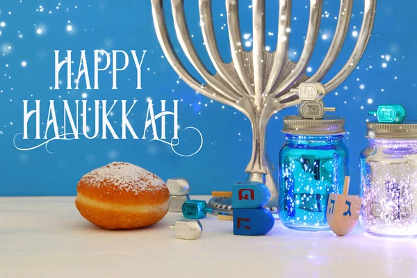 Imagem Férias Judaicas Hanukkah Fundo Com Menorah Candelabro Tradicional — Fotografia de Stock