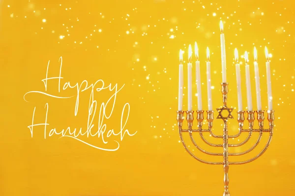 Imagem de férias judaicas Hanukkah fundo com menorah (tradit — Fotografia de Stock