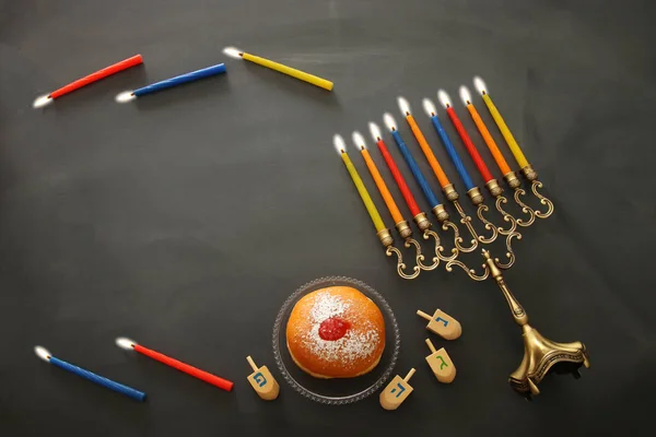 Imagen Las Vacaciones Judías Fondo Hanukkah Con Parte Superior Tradicional —  Fotos de Stock