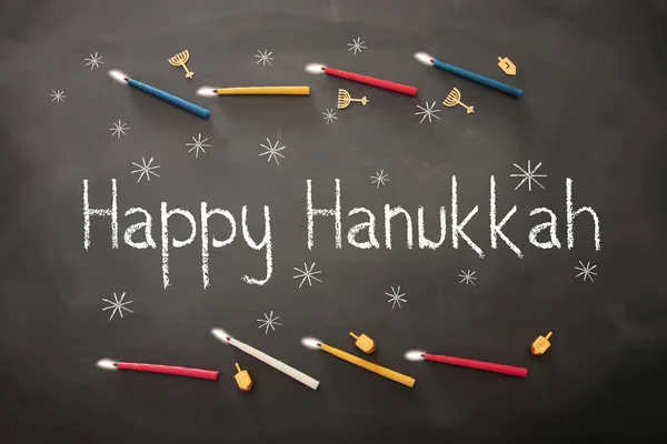Afbeelding Van Joodse Vakantie Hanukkah Achtergrond Met Traditionele Menorah Kaarsen — Stockfoto