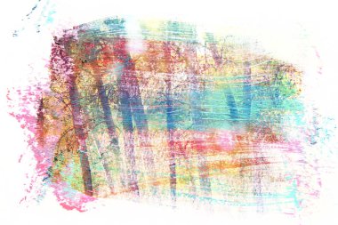 rüya gibi ve soyut resim orman. suluboya fırça kontur dokusu ile çift pozlama etkisi