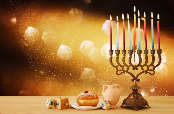 Immagine Della Vacanza Ebraica Hanukkah Sfondo Con Menorah Candelabro Tradizionale — Foto Stock