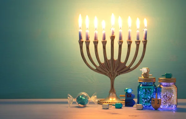 Obraz Żydowskiego Święta Chanuka Tło Menory Tradycyjne Kandelabry Świece — Zdjęcie stockowe