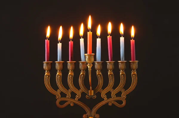 Obrázek Židovský Svátek Chanuka Pozadí Menora Tradiční Svícny Svíčky — Stock fotografie