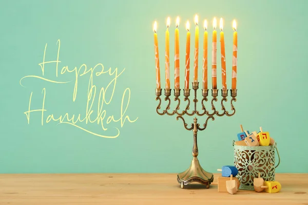 Imagem Férias Judaicas Hanukkah Fundo Com Menorah Candelabro Tradicional — Fotografia de Stock