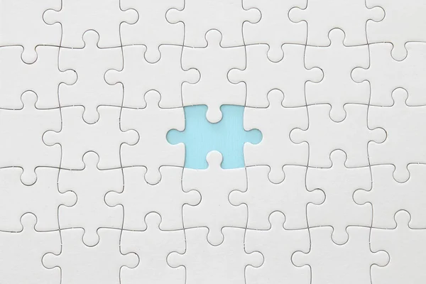 Hintergrund Des Weißen Puzzles Mit Fehlendem Teil — Stockfoto