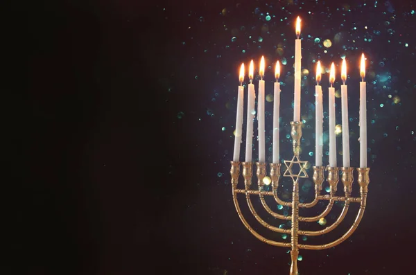 Afbeelding Van Joodse Vakantie Hanukkah Achtergrond Met Menora Traditionele Kandelaar — Stockfoto