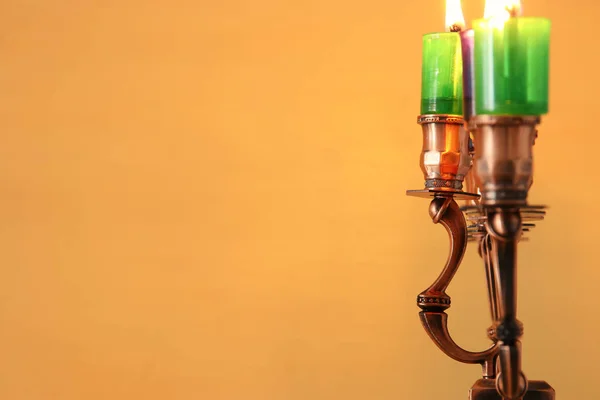 Afbeelding Van Joodse Vakantie Hanukkah Achtergrond Met Menora Traditionele Kandelaar — Stockfoto