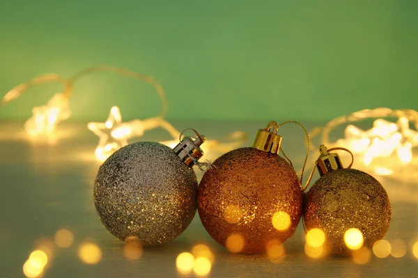 Image Christmas Festive Tree Gold Balls Decoration — Stock Photo, Image