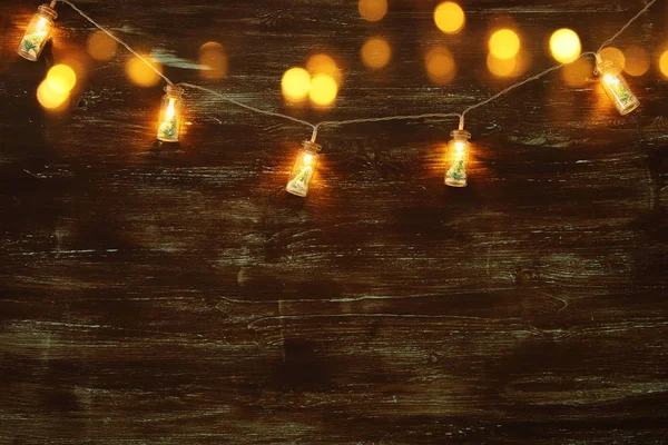 Obrázek Vánočního Stromu Masson Jar Girlanda Světle — Stock fotografie