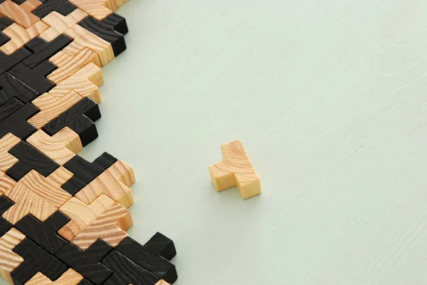 Dřevěný Čtvercový Tangram Puzzle Máta Pozadí — Stock fotografie