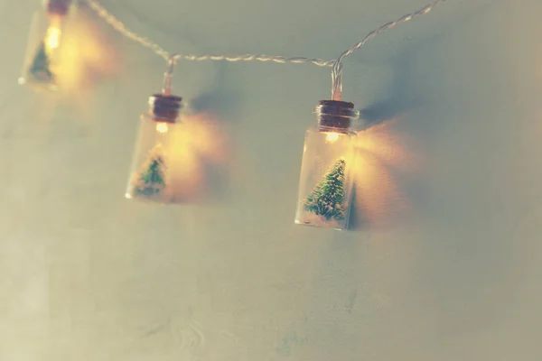 Görüntü Masson Kavanoz Çelenk Işık Noel Ağacı Kadar Kapatın — Stok fotoğraf