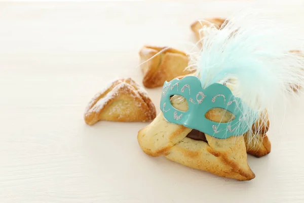 Concepto Celebración Purim Fiesta Carnaval Judío Galletas Tradicionales Hamantaschen Con — Foto de Stock