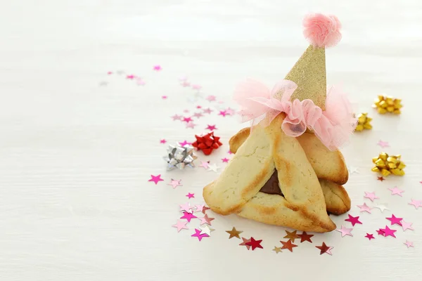 Purim Celebration Concept Jewish Carnival Holiday Traditional Hamantaschen Cookies Cute — Stock Photo, Image