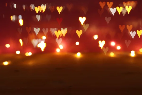 Dia Dos Namorados Romântico Brilho Bokeh Fundo Com Muitos Corações — Fotografia de Stock