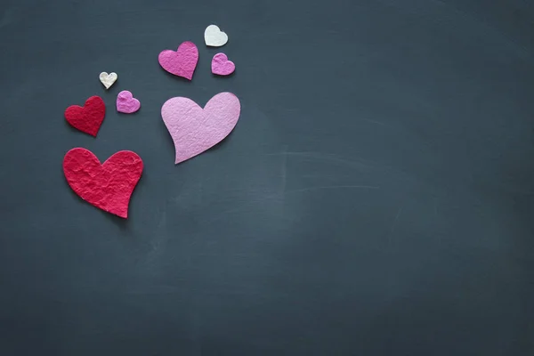Conceito Dia Dos Namorados Corações Papel Rosa Vermelho Sobre Quadro — Fotografia de Stock
