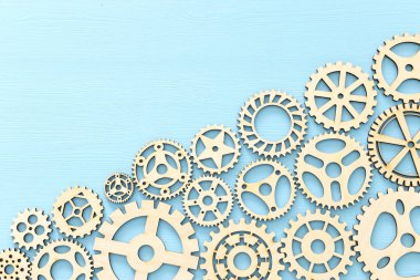 cogwheels, takım çalışması, düz yatıyordu, pastel sarı arka plan çalışma sistemi