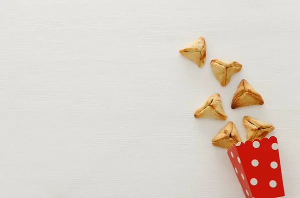 Concept Fête Pourim Fête Carnaval Juif Biscuits Hamantaschen Traditionnels Sur — Photo