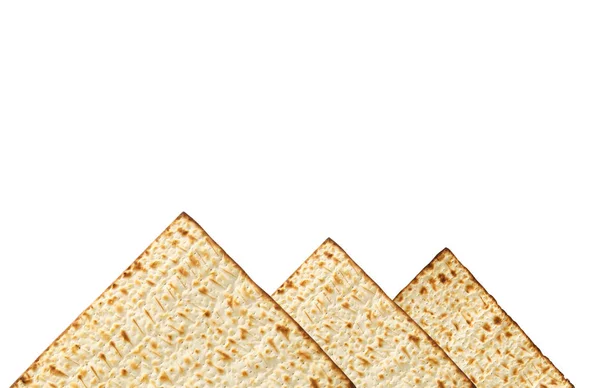 Pascha Achtergrond Met Matzoh Geïsoleerd Wit Als Piramides — Stockfoto