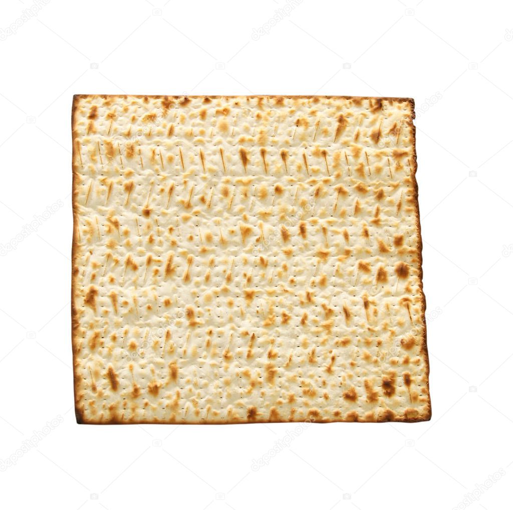 passover background with matzoh isolated on white