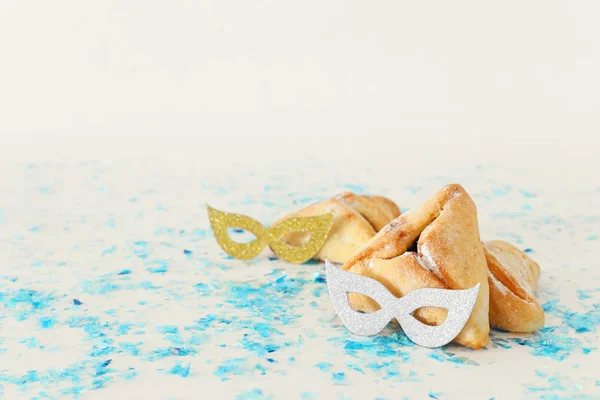 Concetto Celebrazione Purim Festa Carnevale Ebraica Biscotti Hamantaschen Tradizionali Con — Foto Stock