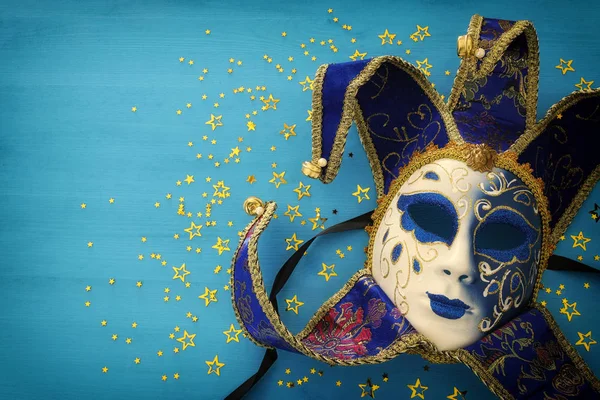 Azul Com Ouro Elegante Fundo Tradicional Veneziano — Fotografia de Stock