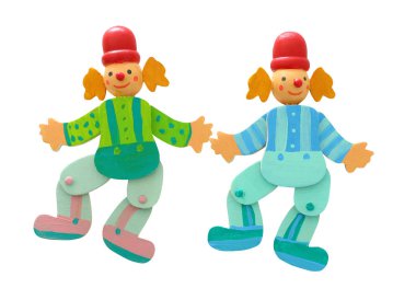 beyaz izole ahşap renkli palyaço