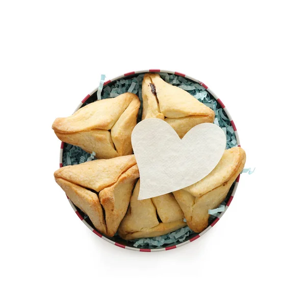 Purim celebration concept (jewish carnival holiday). Hamantaschen cookies isolated on white — Stock Photo, Image