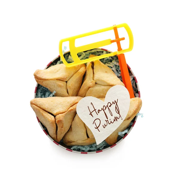 Purim viering concept (Joods carnaval vakantie). Hamantaschen cookies geïsoleerd op wit — Stockfoto