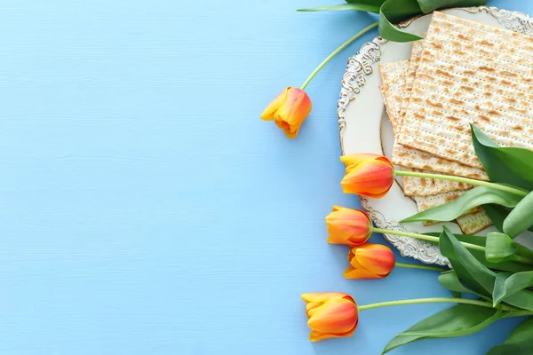 V tomto oslava koncepce (židovského svátku Pesach). Pohled shora, plochý lay — Stock fotografie