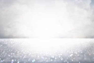 Fotoğraf beyaz ve gümüş ışık arka plan glitter