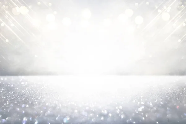 Foto weiß und silber glitter Lichter Hintergrund — Stockfoto