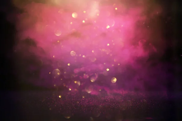 Блискучий вінтажний фон вогнів. рожевий, чорний, фіолетовий і золотий. дефокусований — стокове фото