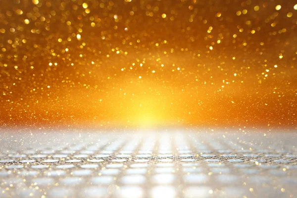 Photo gold and silver glitter lights background — Stock Photo, Image