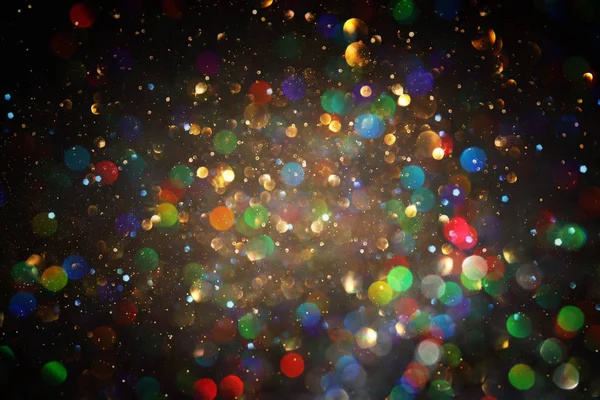 Glitter vintage ışıklar arka plan. siyah ve altın. de-odaklı — Stok fotoğraf