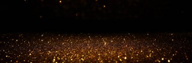 Glitter vintage ışıklar arka plan. siyah ve altın. de-odaklı