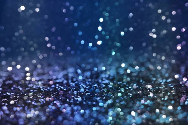 Glitter vintage lights background. black silver and blue. de-focused — Stock Photo, Image