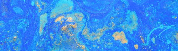 Abstrakte marmorierte Wirkung Hintergrund. blaue, kreative Farben. schöne Farbe mit dem Zusatz von Gold. Banner — Stockfoto